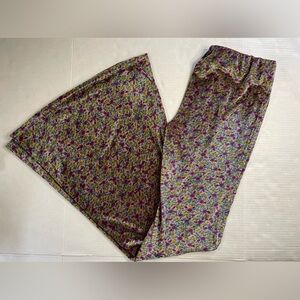 Mimosa By‎ Lala Flare Floral Pants Sz L Bohemian Fairy Gypsy Excellent Condition